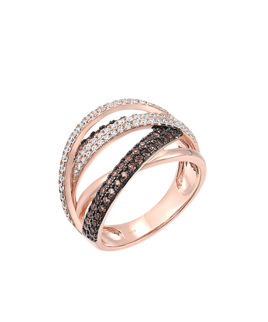 Paauksuotas sidabrinis žiedas su cirkoniais ir špineliais - Sidabriniai žiedai - Goldinga