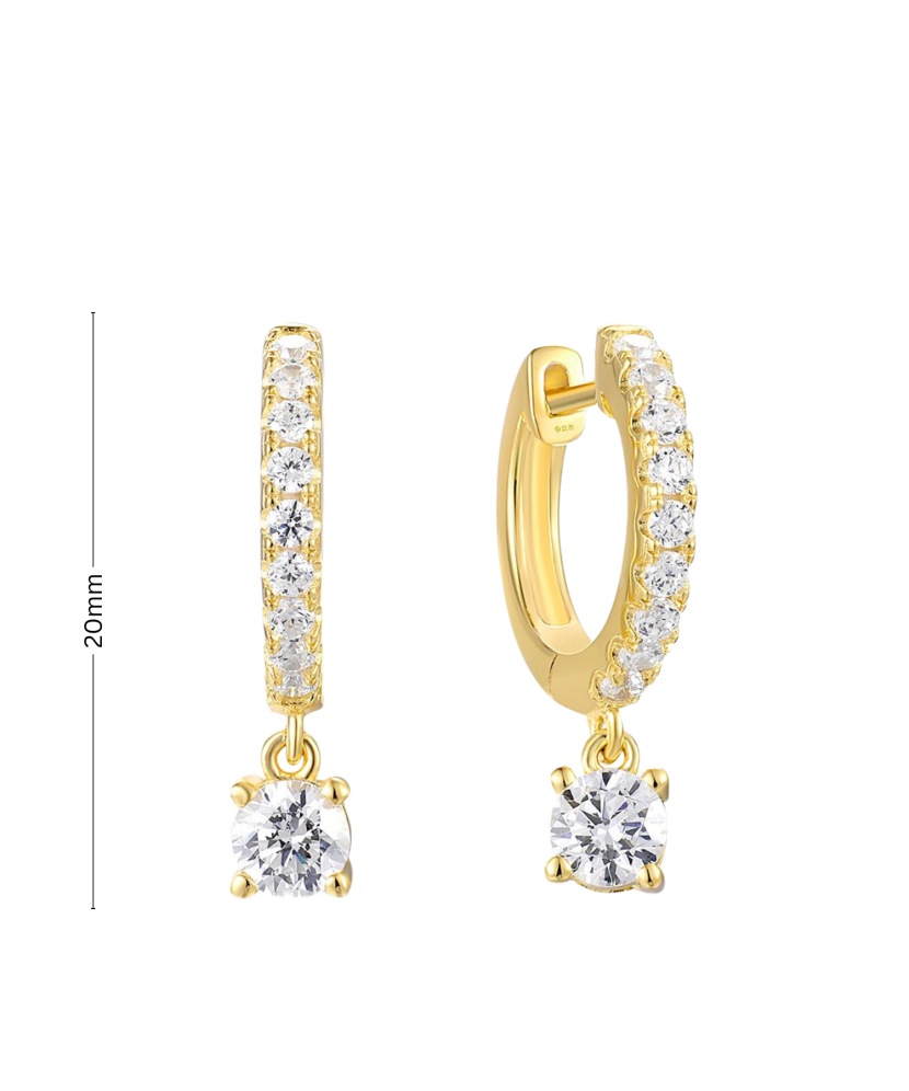 Paauksuoti sidabriniai auskarai su cirkoniais - Sidabriniai auskarai - Goldinga