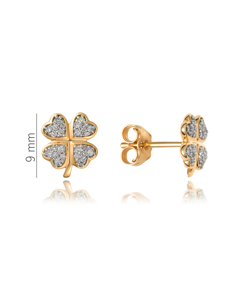 Geltono aukso auskarai su deimantais "Dobiliukas" - Auksiniai Auskarai su brangakmeniais - Goldinga