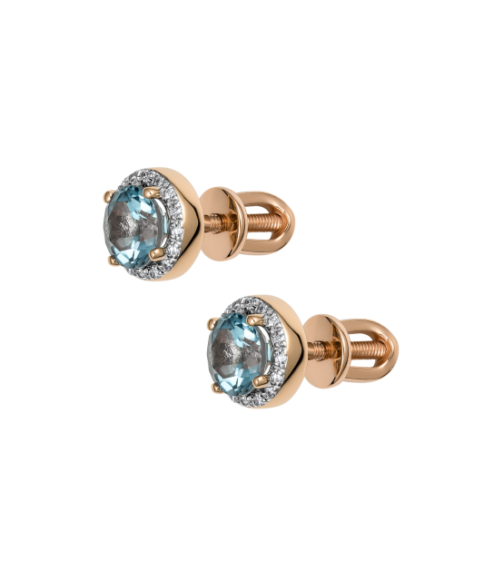 Auksiniai auskarai su deimantais ir London topazais - Auksiniai Auskarai su brangakmeniais - Goldinga