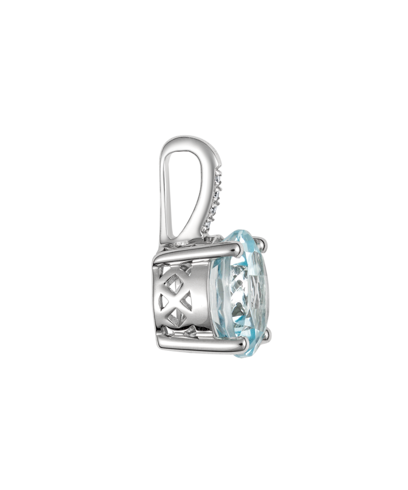 Balto aukso pakabukas su deimantais ir topazu