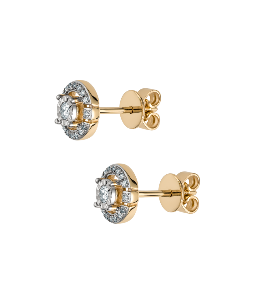 Geltono aukso auskarai su deimantais - Auksiniai Auskarai su brangakmeniais - Goldinga