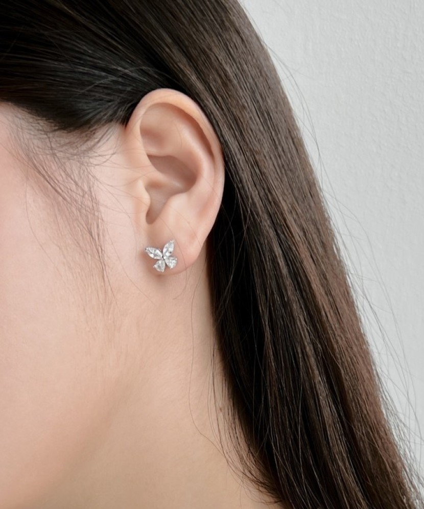 Sidabriniai auskarai su cirkoniais "Drugeliai" - Sidabriniai auskarai - Goldinga