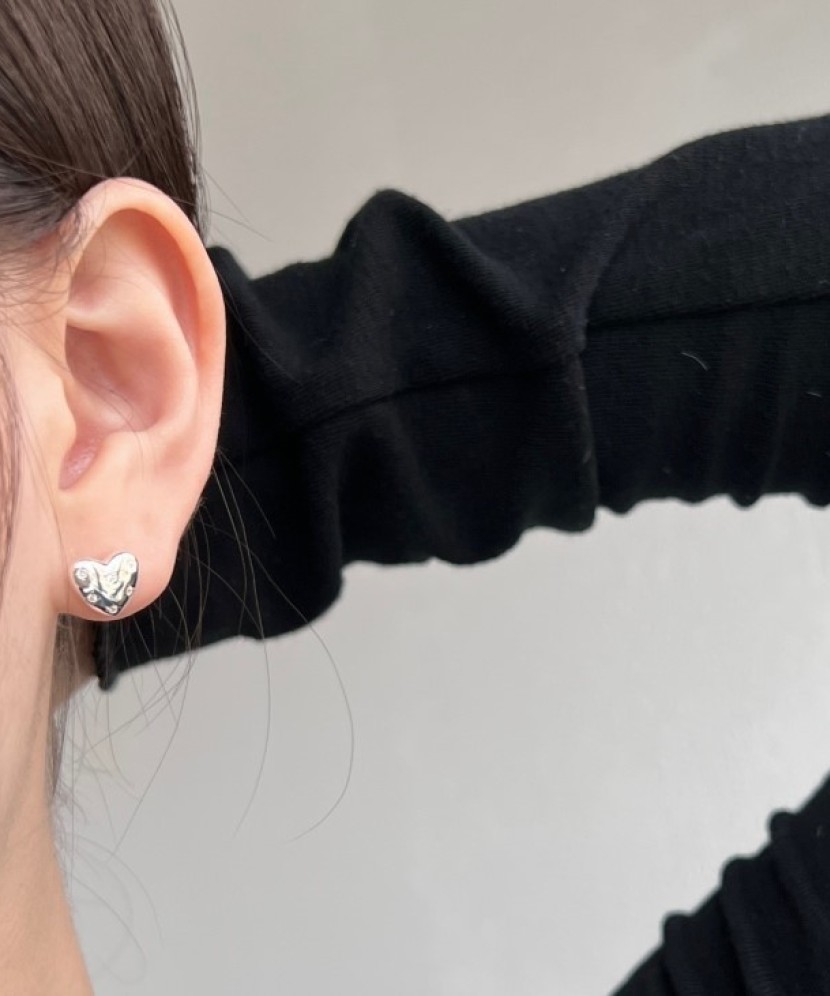 Sidabriniai auskarai su cirkoniais "Širdelė" - Sidabriniai auskarai - Goldinga