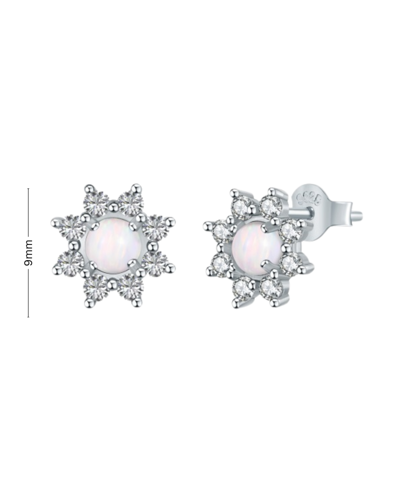 Sidabriniai auskarai su cirkoniais ir opalu