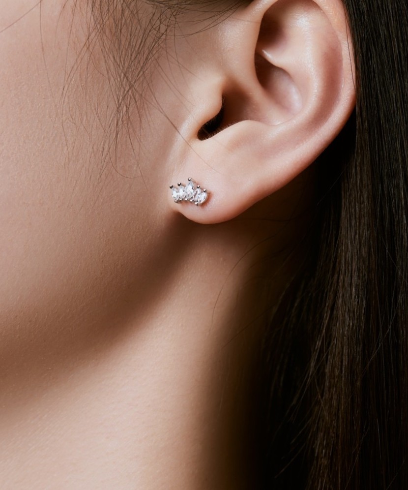 Sidabriniai auskarai su cirkoniais "Karūna"