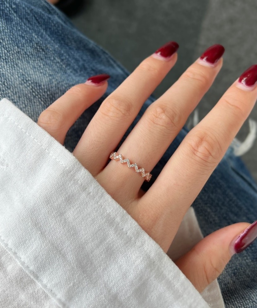 Paauksuotas sidabrinis žiedas su cirkoniais - Sidabriniai žiedai - Goldinga