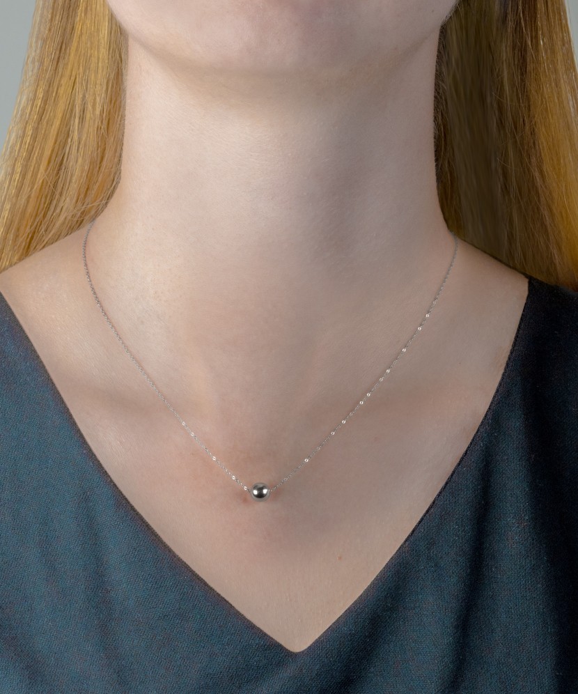 Balto aukso grandinėlė su pakabuku - Auksinės grandinėlės su pakabukais - Goldinga