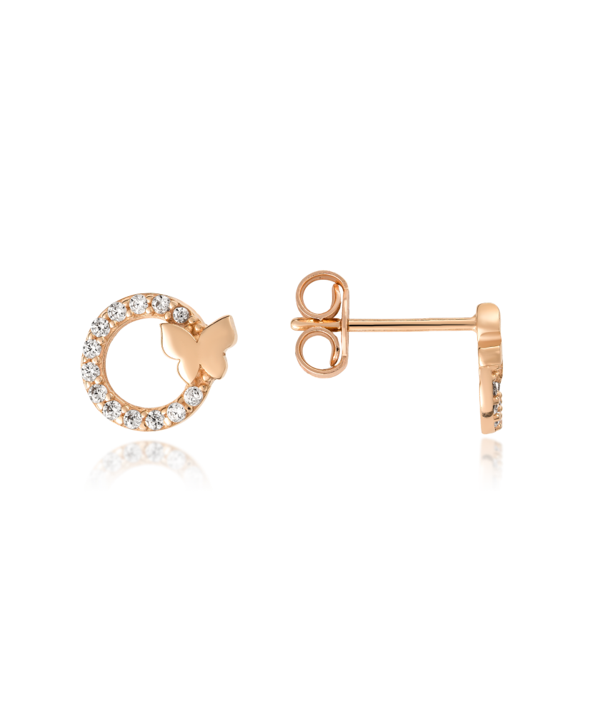 Auksiniai auskarai su cirkoniais "Drugelis" - Auksiniai auskarai - Goldinga