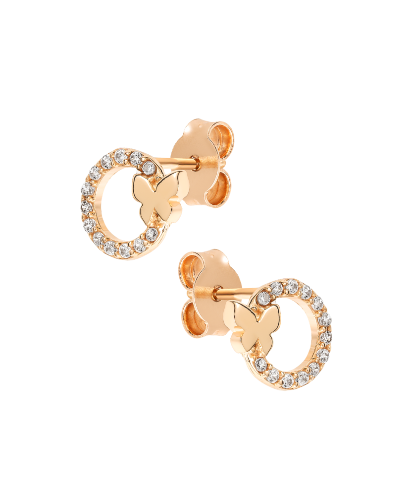 Auksiniai auskarai su cirkoniais "Drugelis" - Auksiniai auskarai - Goldinga