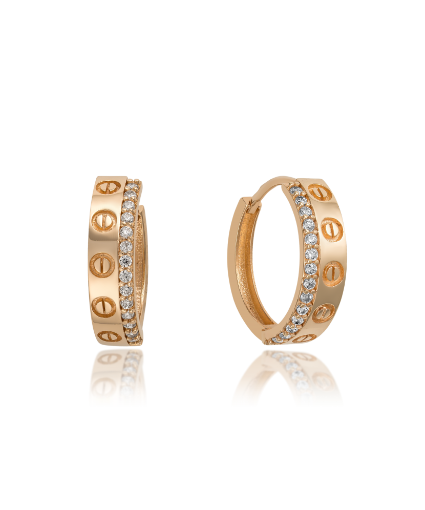 Auksiniai auskarai su cirkoniais - Auksiniai auskarai - Goldinga