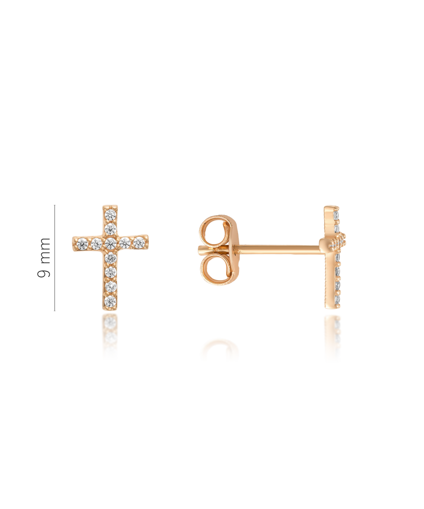 Auksiniai auskarai su cirkoniais "Kryželiai"  - Goldinga