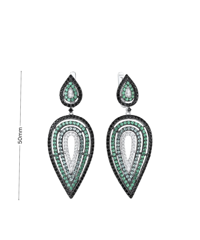 Sidabriniai auskarai su cirkoniais ir špineliais - Sidabriniai auskarai - Goldinga