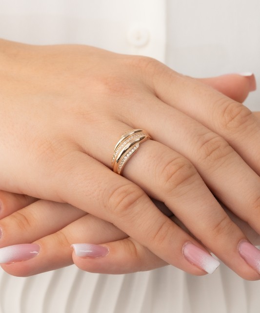 Auksinis žiedas su cirkoniais