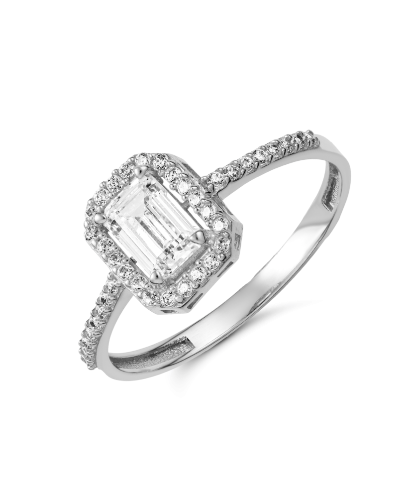 Balto aukso žiedas su cirkoniais