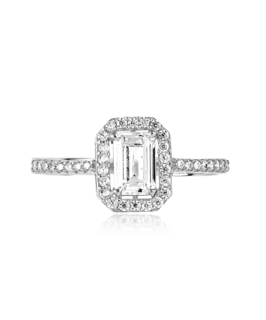 Balto aukso žiedas su cirkoniais