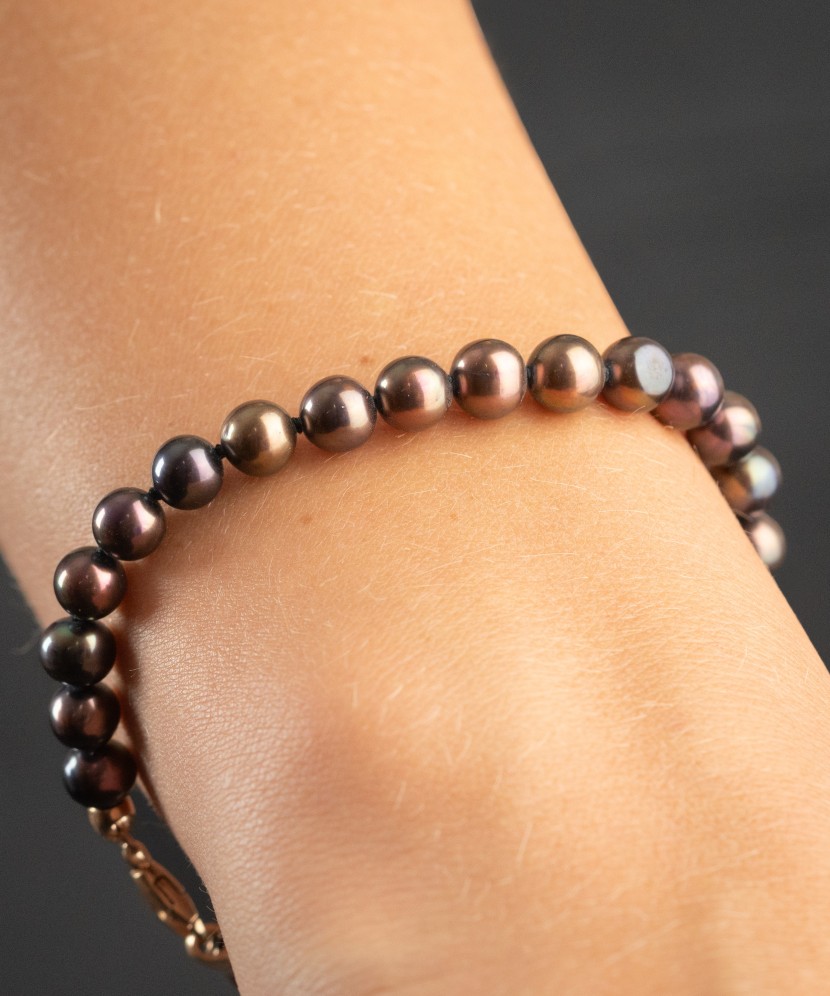 Perlų apyrankė su auksais - Perlų apyrankės - Goldinga