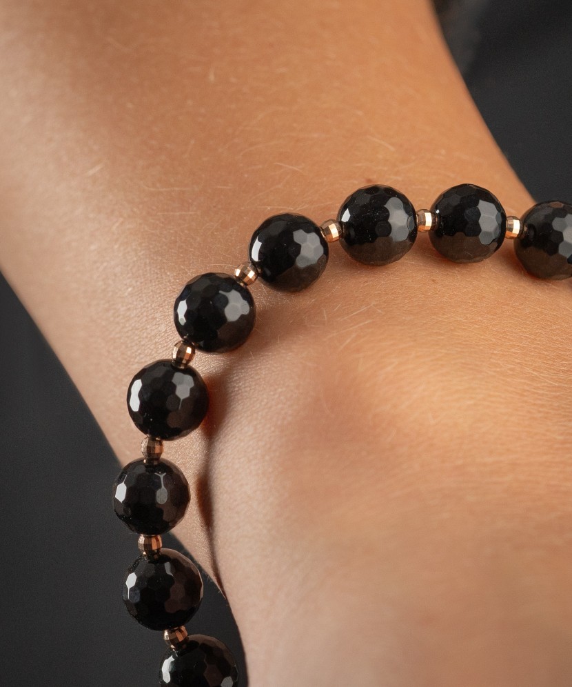 Auksinė apyrankė su oniksais 8mm - Auksinės apyrankės - Goldinga