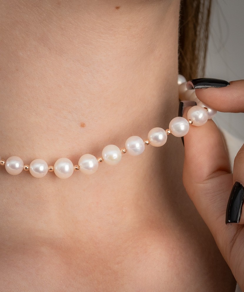 Perlų vėrinys su auksu - Perlų vėriniai - Goldinga