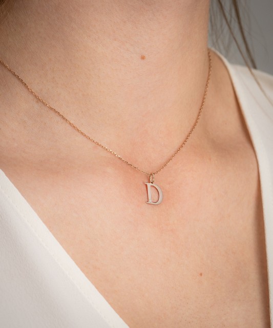 Auksinis pakabukas su deimantu raidė D - Pakabukai su brangakmeniais - Goldinga