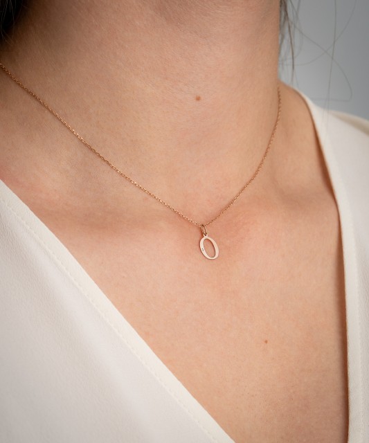 Auksinis pakabukas su deimantu raidė O - Pakabukai su brangakmeniais - Goldinga