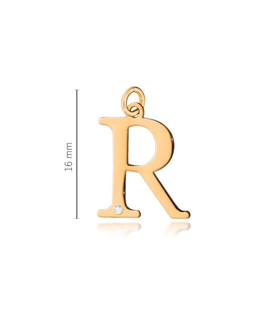 Auksinis pakabukas su deimantu raidė R  - Goldinga