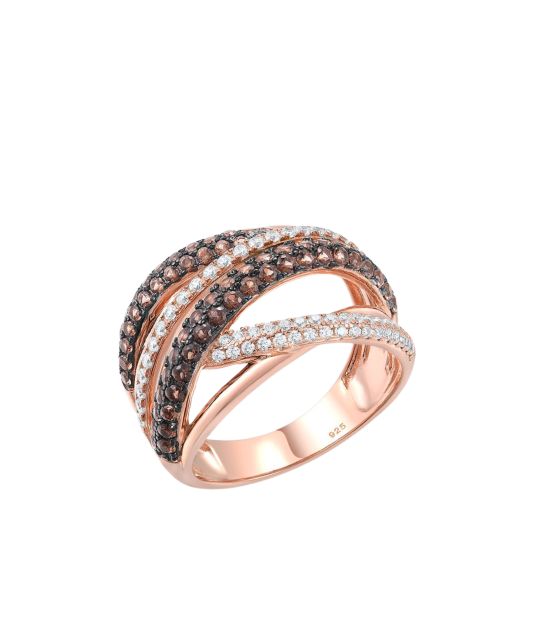 Paauksuotas sidabrinis žiedas su cirkoniais