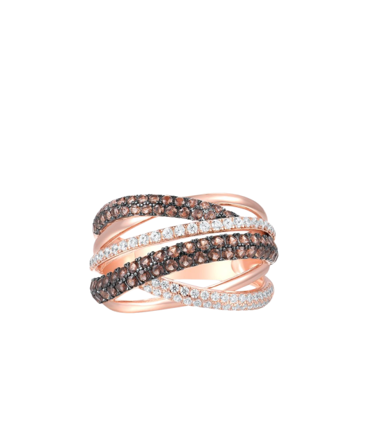 Paauksuotas sidabrinis žiedas su cirkoniais