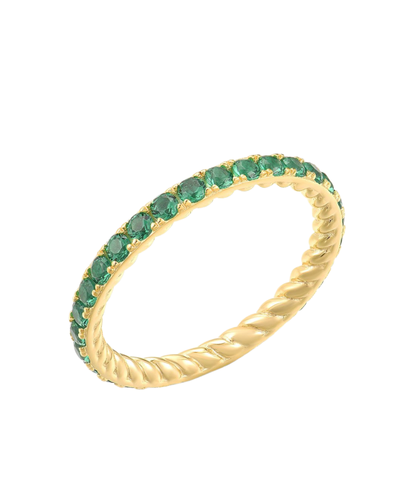 Paauksuotas sidabrinis žiedas su cirkoniais