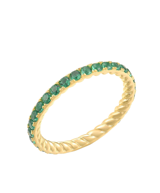 Paauksuotas sidabrinis žiedas su cirkoniais