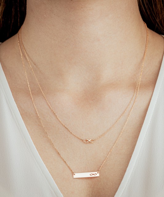 Dviguba auksinė grandinėlė su pakabuku "begalybė" - Auksinės grandinėlės su pakabukais - Goldinga