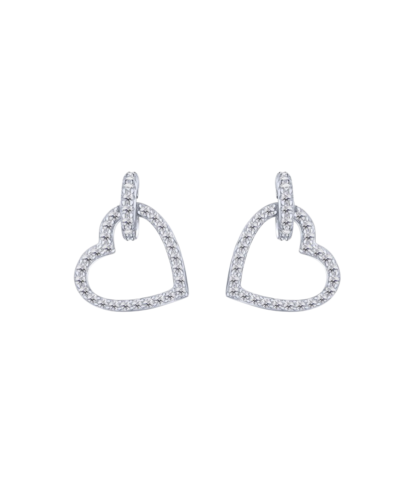 Sidabriniai auskarai su cirkoniais "Širdelės" - Sidabriniai auskarai - Goldinga