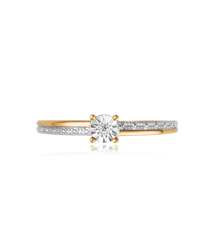 Geltono aukso žiedas su deimantais - Auksiniai Žiedai su brangakmeniais - Goldinga