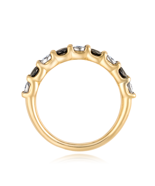 Geltono aukso žiedas su deimantais ir safyrais - Auksiniai Žiedai su brangakmeniais - Goldinga