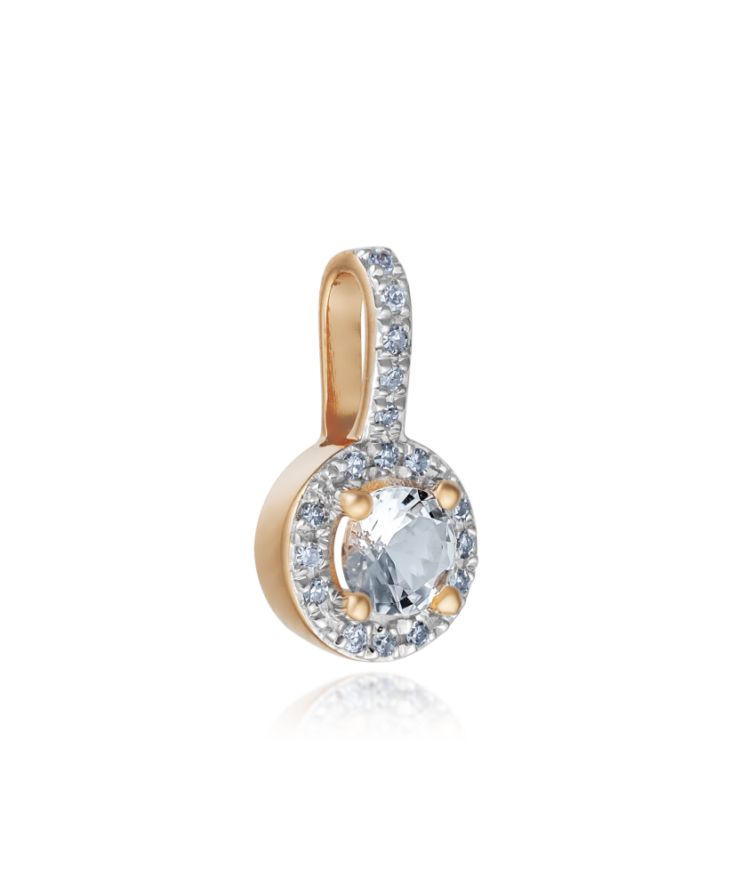 Auksinis pakabukas su deimantais ir skaidriu topazu - Pakabukai su brangakmeniais - Goldinga
