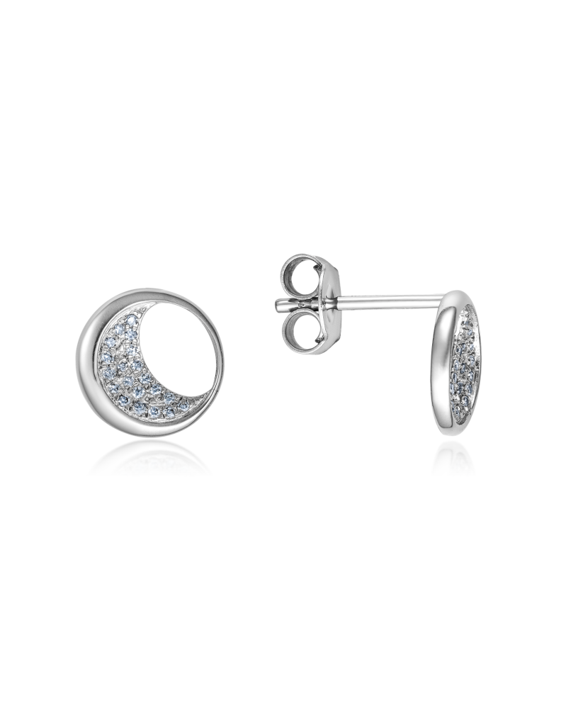 Balto aukso auskarai su deimantais - Auksiniai Auskarai su brangakmeniais - Goldinga