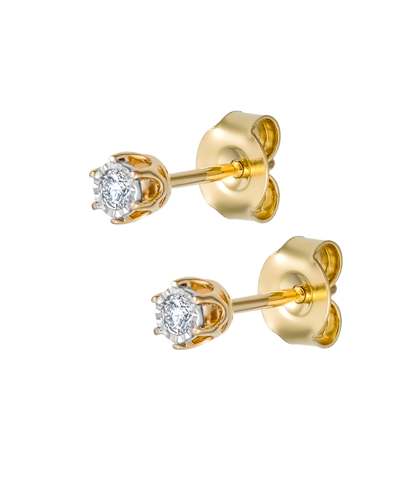 Geltono aukso auskarai su deimantais - Auksiniai Auskarai su brangakmeniais - Goldinga