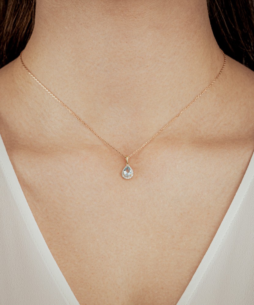 Geltono aukso pakabukas su deimantais ir topazu - Pakabukai su brangakmeniais - Goldinga