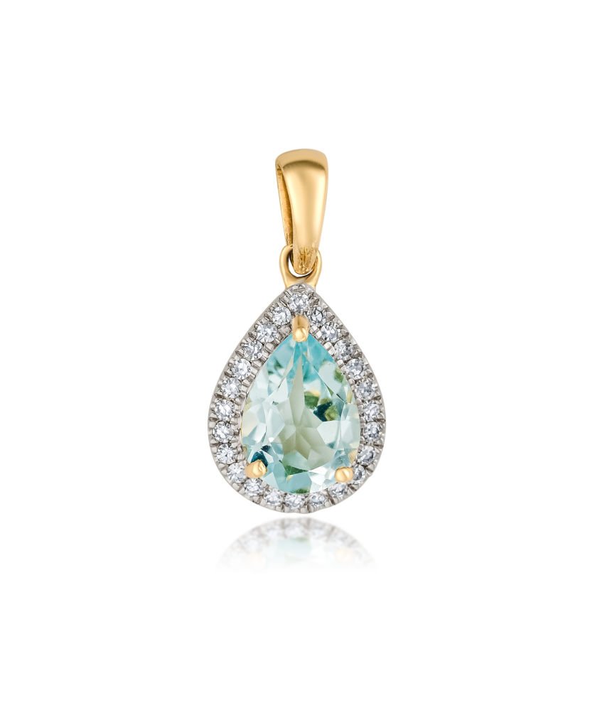 Geltono aukso pakabukas su deimantais ir topazu - Pakabukai su brangakmeniais - Goldinga