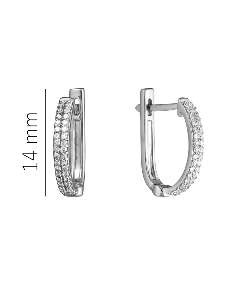 Balto aukso auskarai su deimantais - Auksiniai Auskarai su brangakmeniais - Goldinga