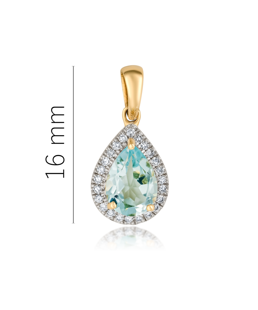 Geltono aukso pakabukas su deimantais ir topazu - Pakabukai su brangakmeniais - Goldinga