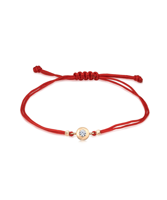 Raudono Siūlo Apyrankė Su Auksiniu cirkonio Pakabuku