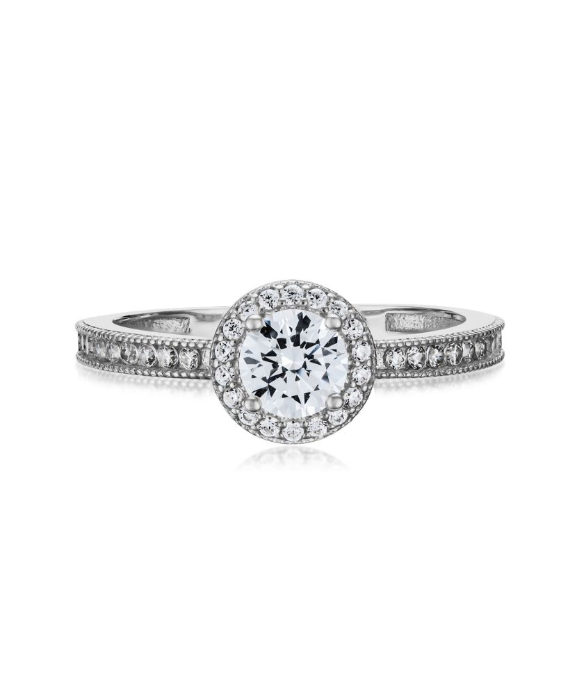 Balto aukso žiedas su cirkoniais