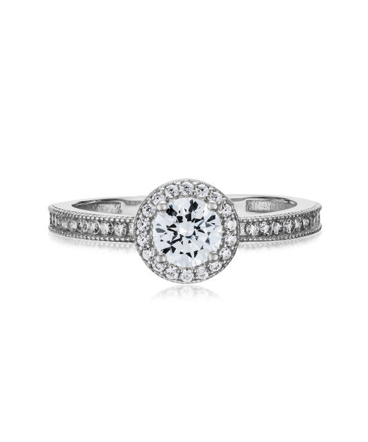 Balto aukso žiedas su cirkoniais