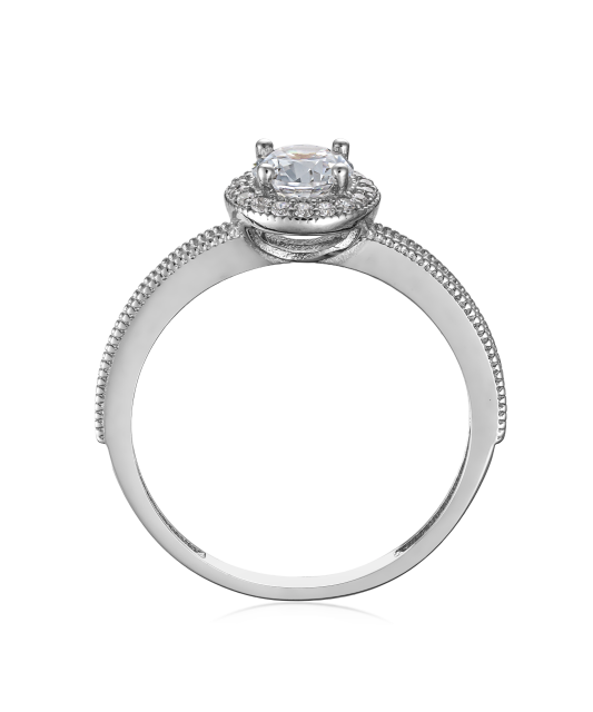 Balto aukso žiedas su cirkoniais