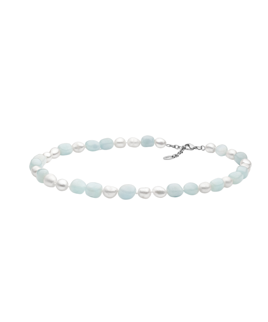 Vėrinys su perlais ir akvamarinu