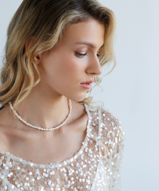 Perlų Vėrinys Su Sidabru