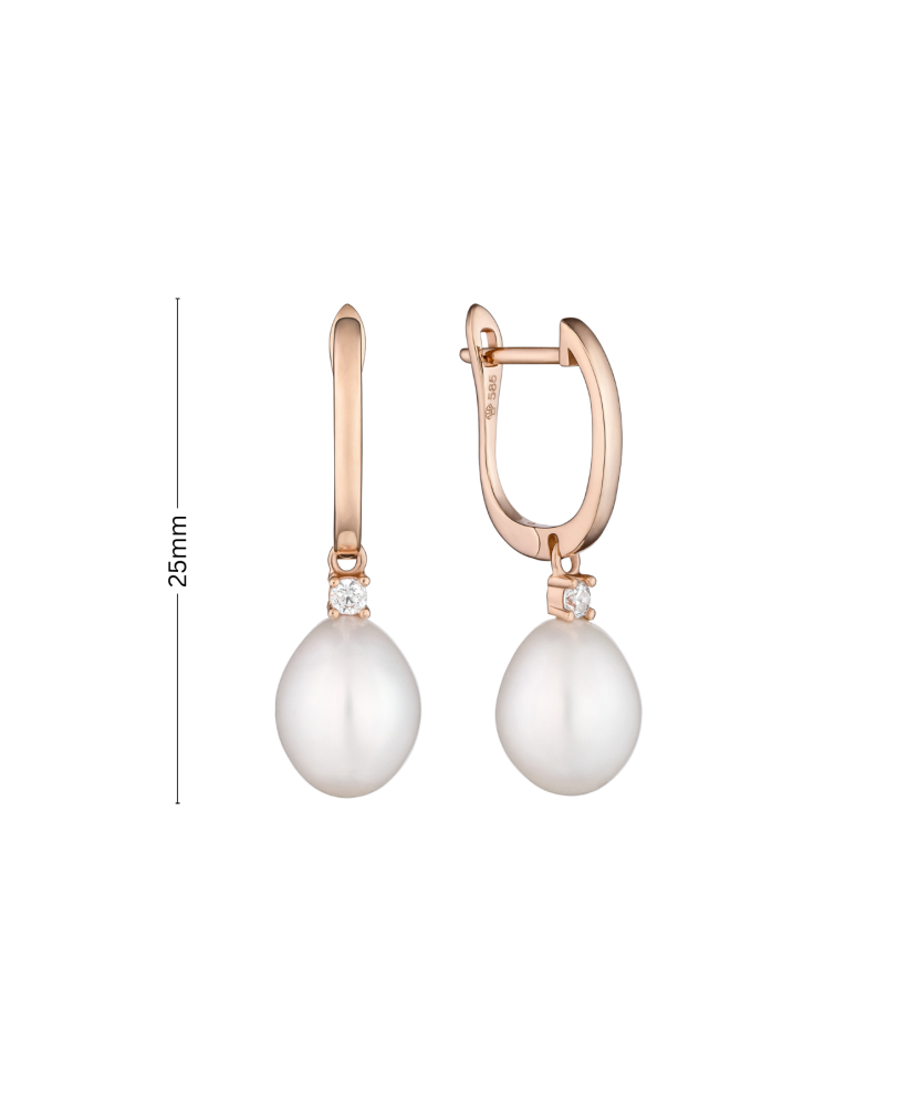 Auksiniai auskarai su perlais ir cirkoniais