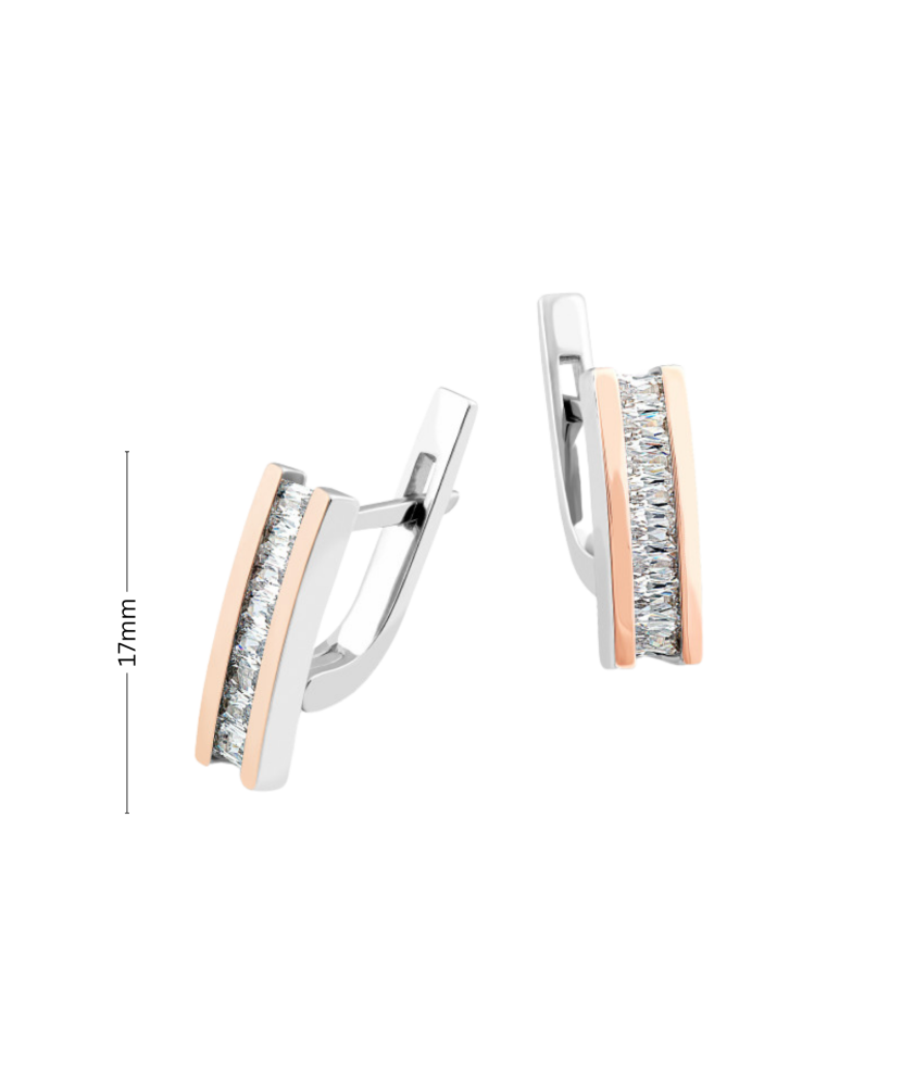 Sidabriniai auskarai dengti auksu su cirkoniais