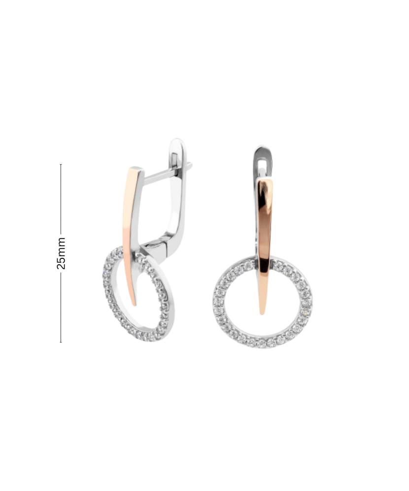 Sidabriniai auskarai dengti auksu su cirkoniais